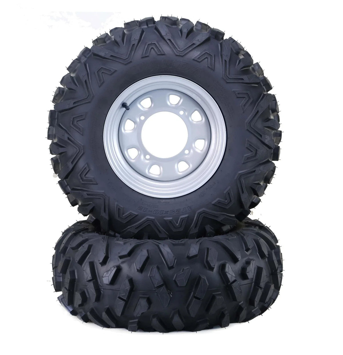 Set of 2 WANDA ATV Tires 27X12-12 6-Ply P3501 4-156 PCD 4+3 Silver Wheel