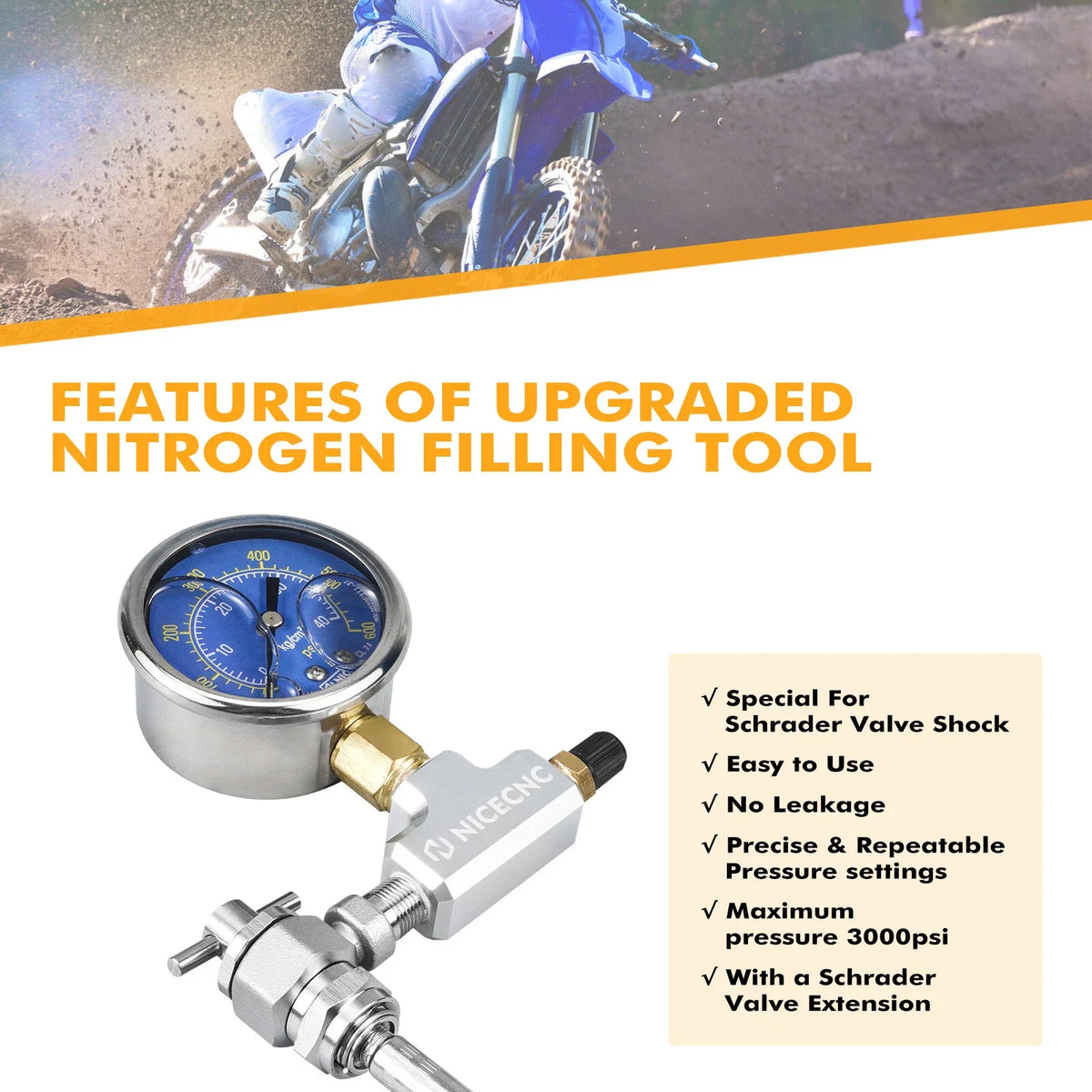 2" Pressure Gauge for NICECNC (0-600psi) Nitrogen Filling Tool