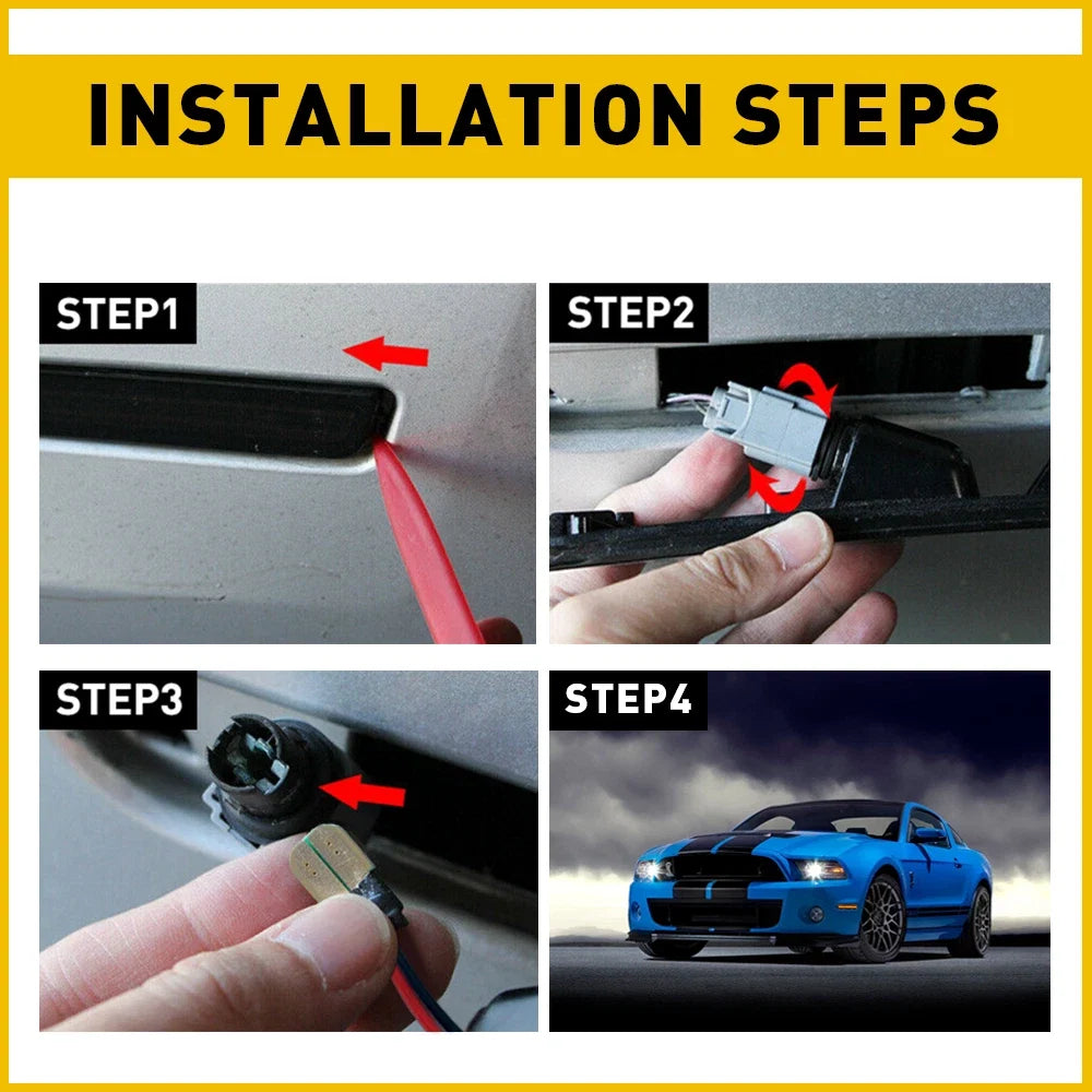 2X Front Side Bumper Marker Light Lens Amber LED for Ford Mustang (2010–2014)