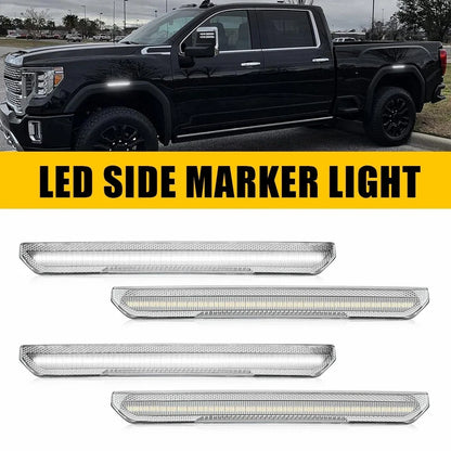 Set of 2 Clear White LED Wheel Fender Side Marker Lights for GMC Sierra 2500 3500 (2020–2024)