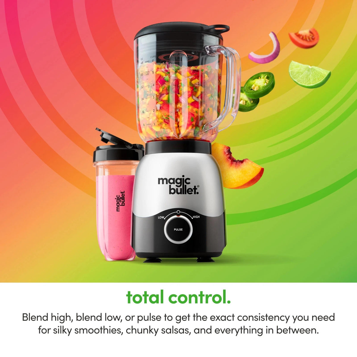 Magic Bullet Combo Blender 600W with 48oz Pitcher & 16oz Cup - Silver