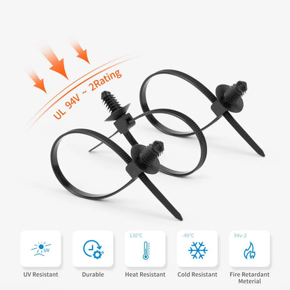 110 PCS Push Mount Cable Clips for Automotive Installation