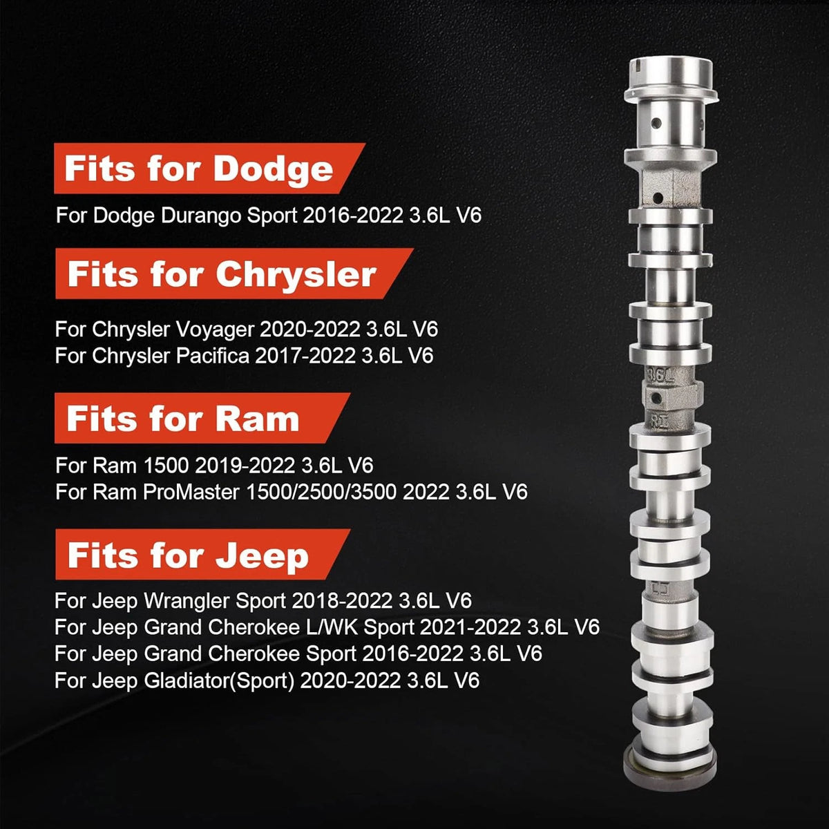 Right Side Intake Camshaft for Jeep Dodge Chrysler 3.6L (2016–2024) 5047913AD