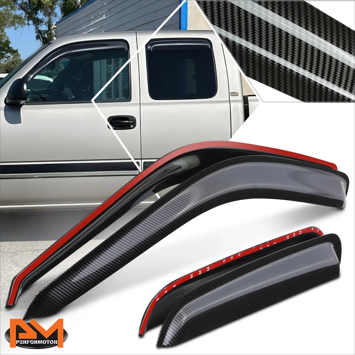 Set of 4 Tape-On Side Window Visors for Silverado/Sierra 1500-3500 (1999–2007)