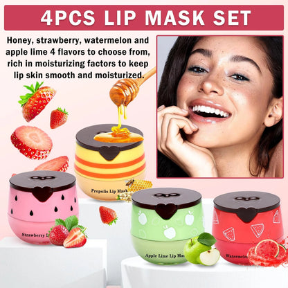 Set of 4 Bee Lip Balm Honey Pots for Various Flavors
