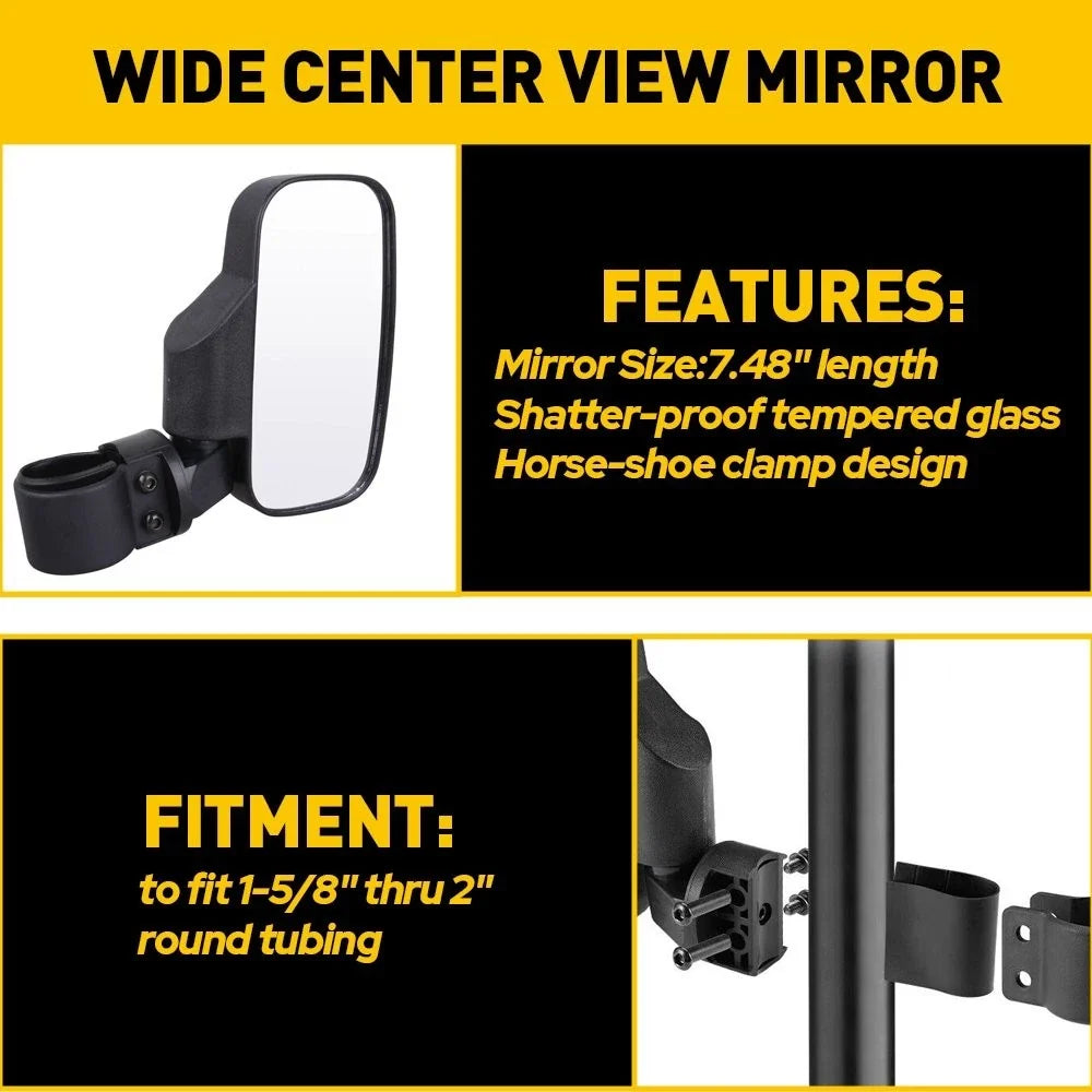Set of 2 Rear View Side Mirrors for Polaris Ranger RZR XP Crew 570 800 900 1000