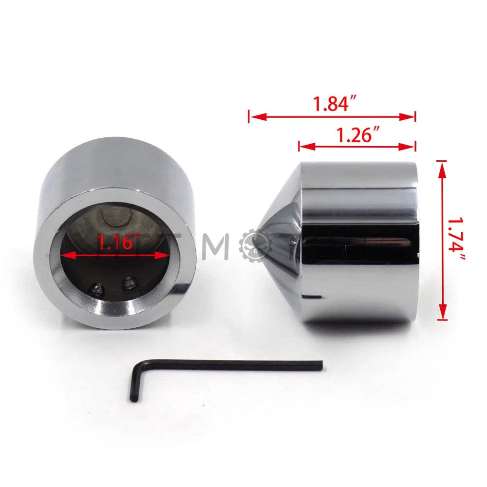 2PCS Chrome Front Axle Nut Cover Cap for Harley Softail Dyna V-Rod Touring (–)