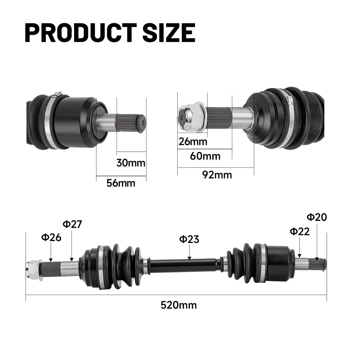2X Front CV Joint Axle for Honda Rancher 420 TRX420 (2017–2021) 44350-HR3-W51