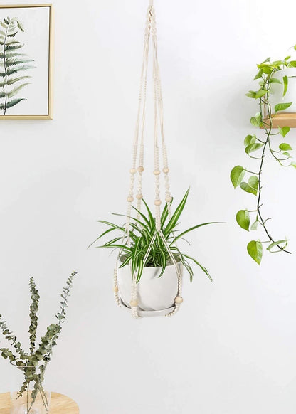 43 Inch Macrame Plant Hanger for Indoor Use (Large, Ivory)