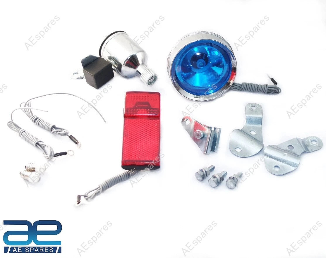 Complete Illumination Dynamo Front Lamp & Rear Light for Vintage Bicycle