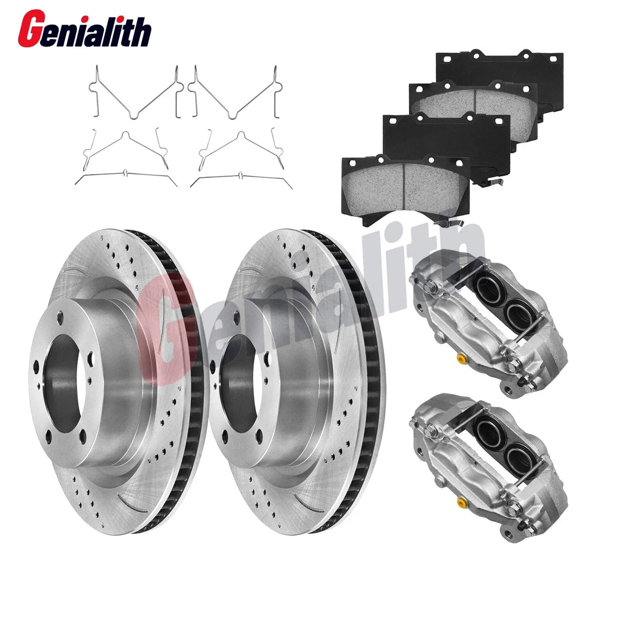 Front Disc Brake Rotors Calipers + Ceramic Brake Pads for Toyota Sequoia Tundra (2008–2021)