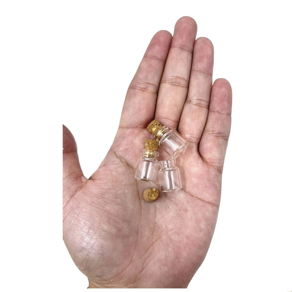 Set of 20 Clear Cork Vials Glass Bottles for Crafts and Wishing (No Part Numbers)