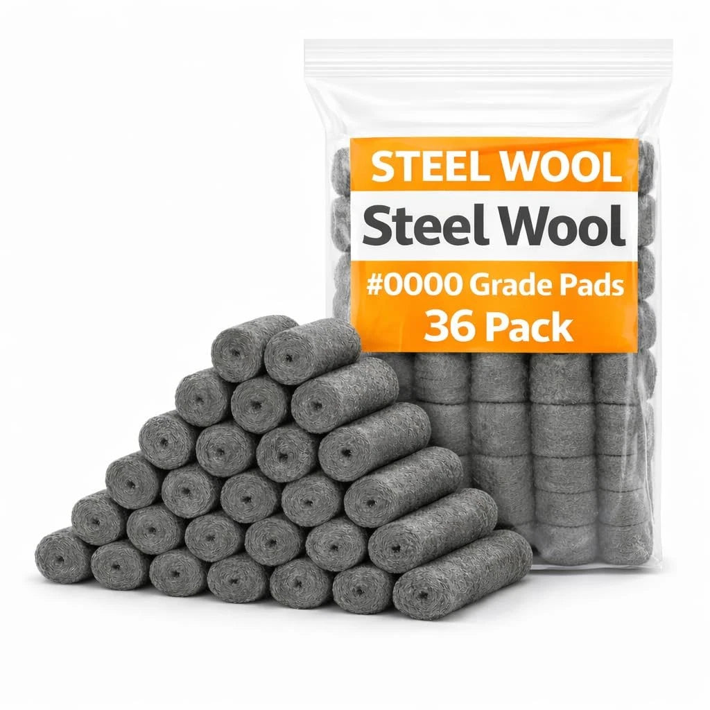 36 Pack Steel Wool #0000 Grade Pads - Flexible Cut to Size 3x7 cm