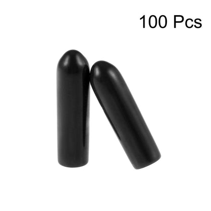 100pcs Rubber End Caps for Round Tube 3mm ID (Black)