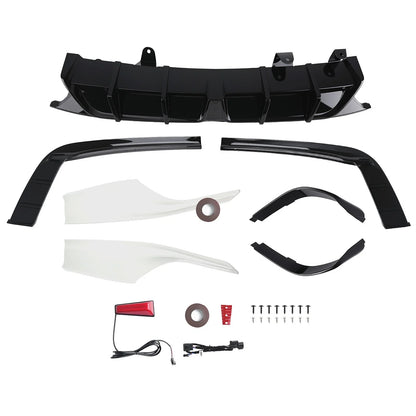 Gloss Black LED Rear Bumper Diffuser + White Corner Spat for Honda Accord (2018–2022)