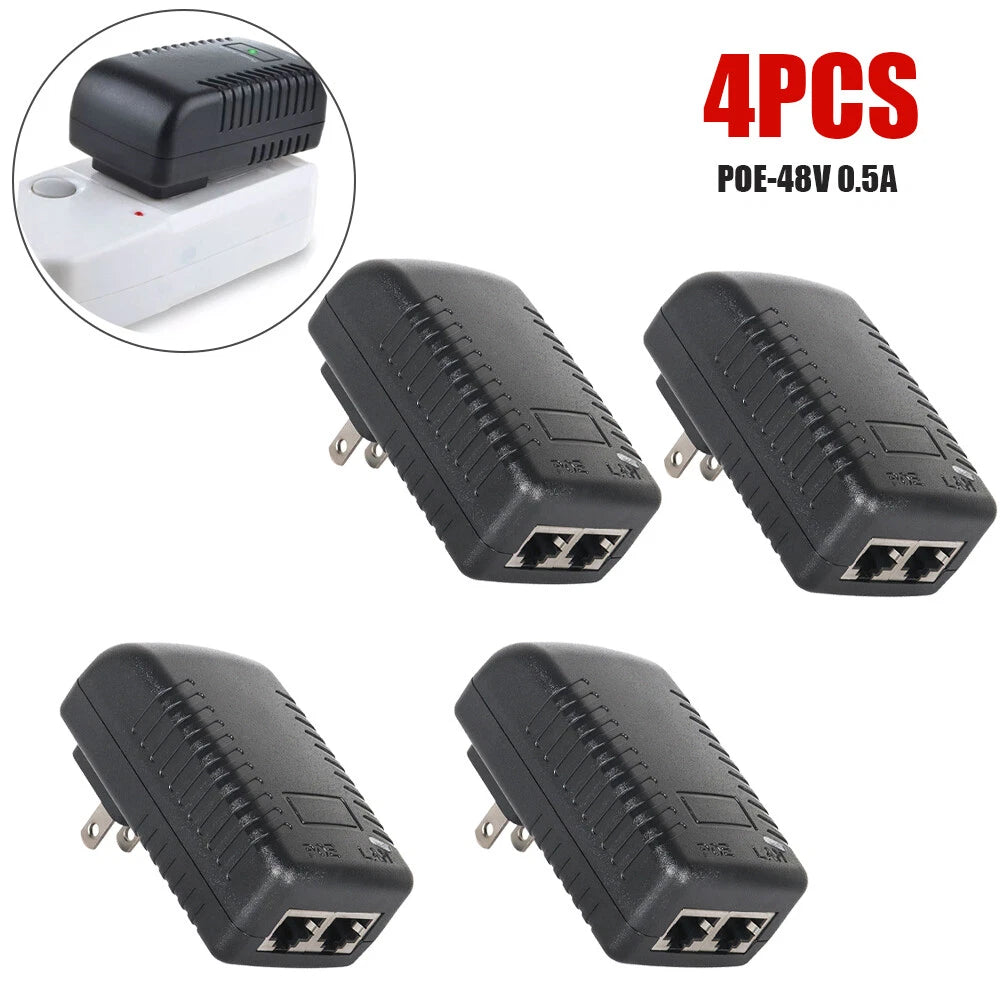 4PCS POE Injector 48V 0.5A for POE IP Camera Switch