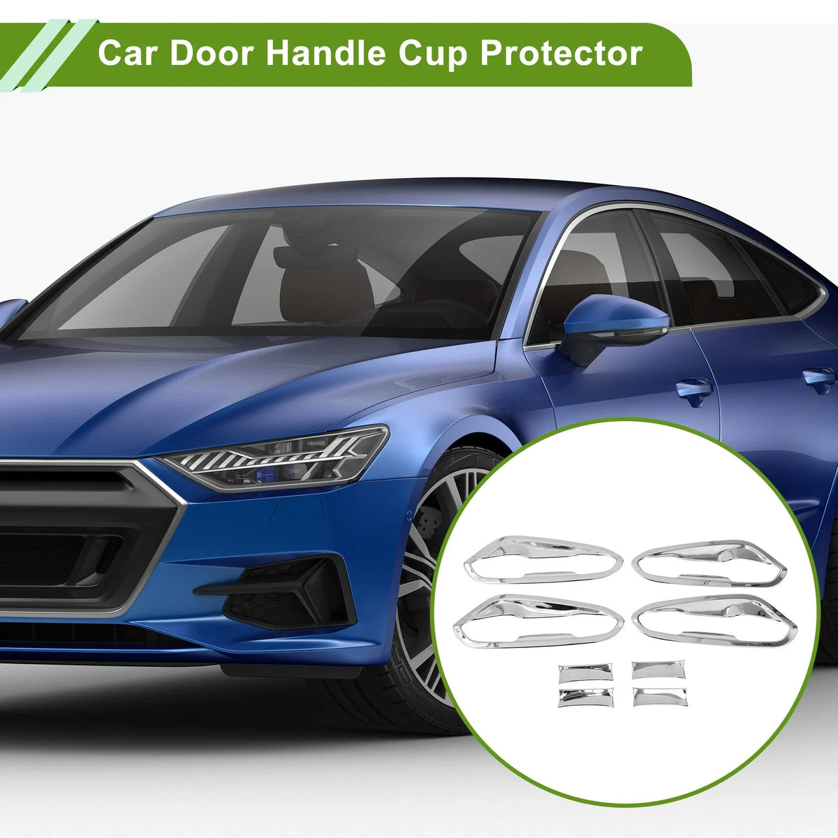 Door Handle Cup Protector for Ford Fusion Mondeo (2013–2018) Silver Tone