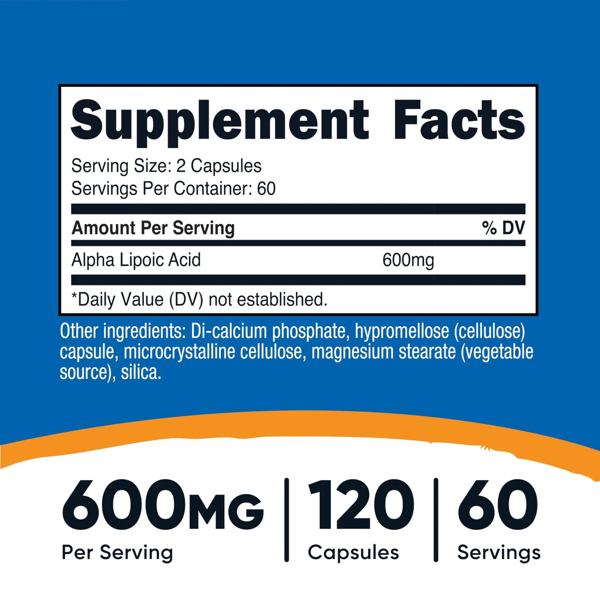 Alpha Lipoic Acid 600mg for Dietary Supplement (120 Count)