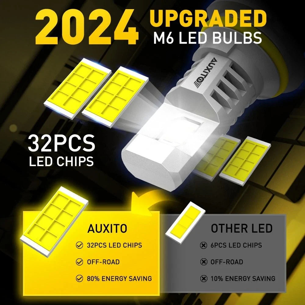 2Pcs 9007 LED Headlight Low Beam Bulbs 60W 6500K for