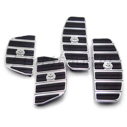 Chrome Skull Rider Passenger Footboard Kit for Harley Touring/Softail (1987–2015)