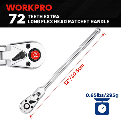 1/4 inch Drive Extra Long Flex Head Ratchet for Automotive