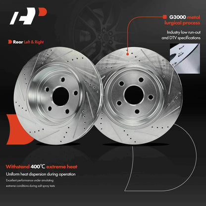 Rear Drilled Brake Rotors & Ceramic Pads for Jeep Grand Cherokee (2011–2021)
