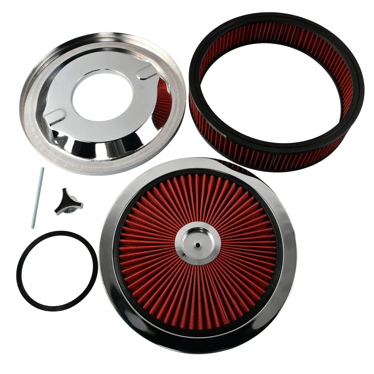 14" x 3" Red Round High Flow Washable Air Cleaner for SBC (350)
