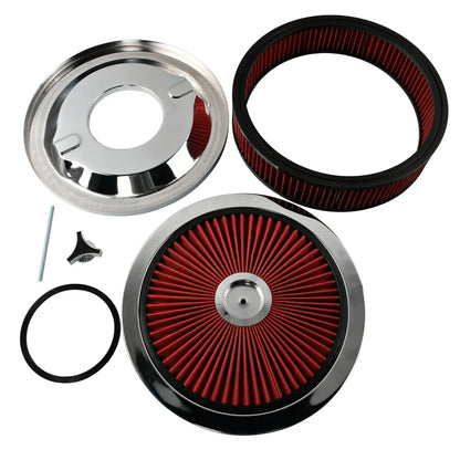 14" x 3" Red Round High Flow Washable Air Cleaner for SBC (350)