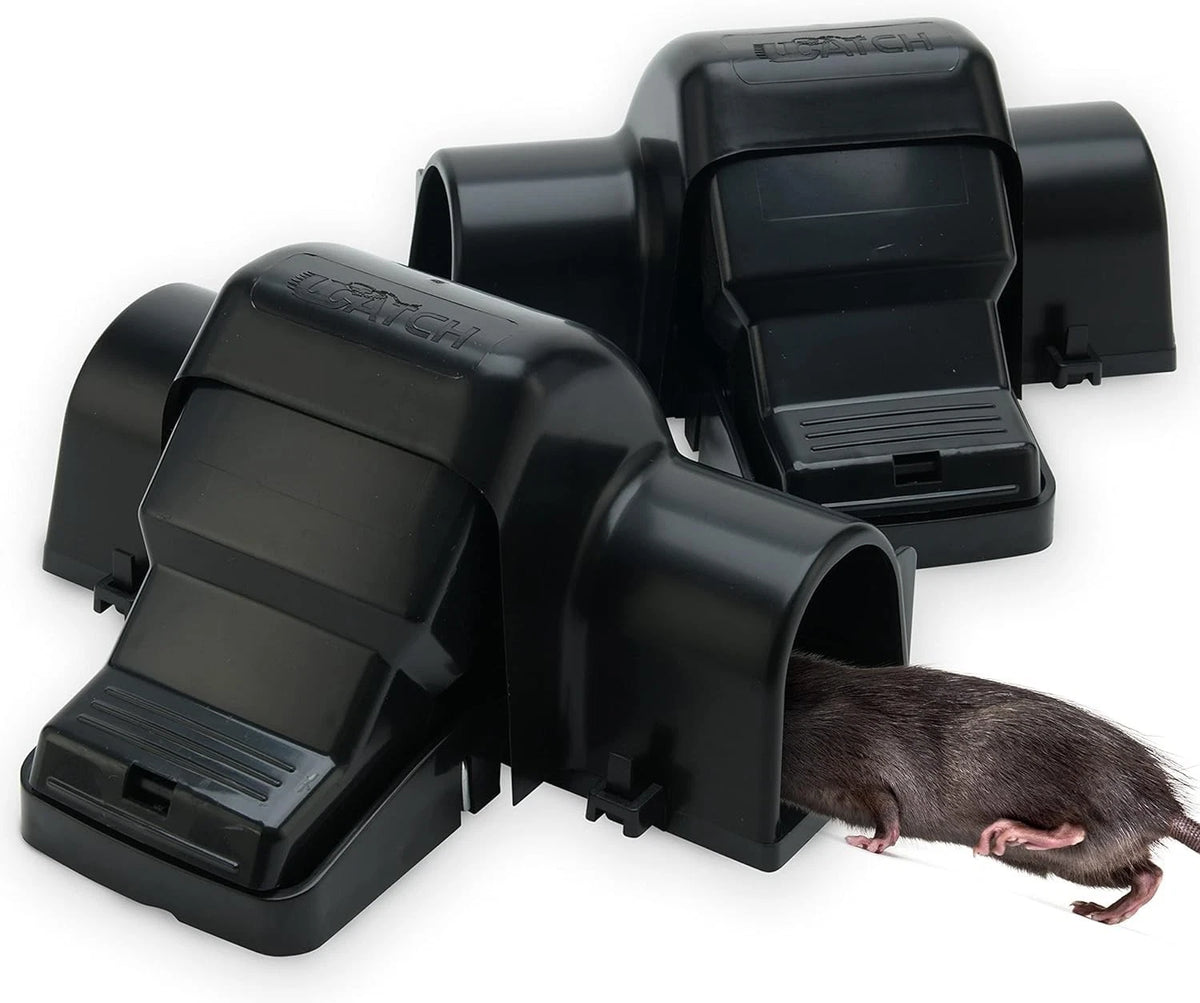 2X Rat Traps Indoor Outdoor Dual-Entry Large Trap Pack of 2, Black