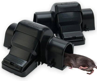 2X Rat Traps Indoor Outdoor Dual-Entry Large Trap Pack of 2, Black
