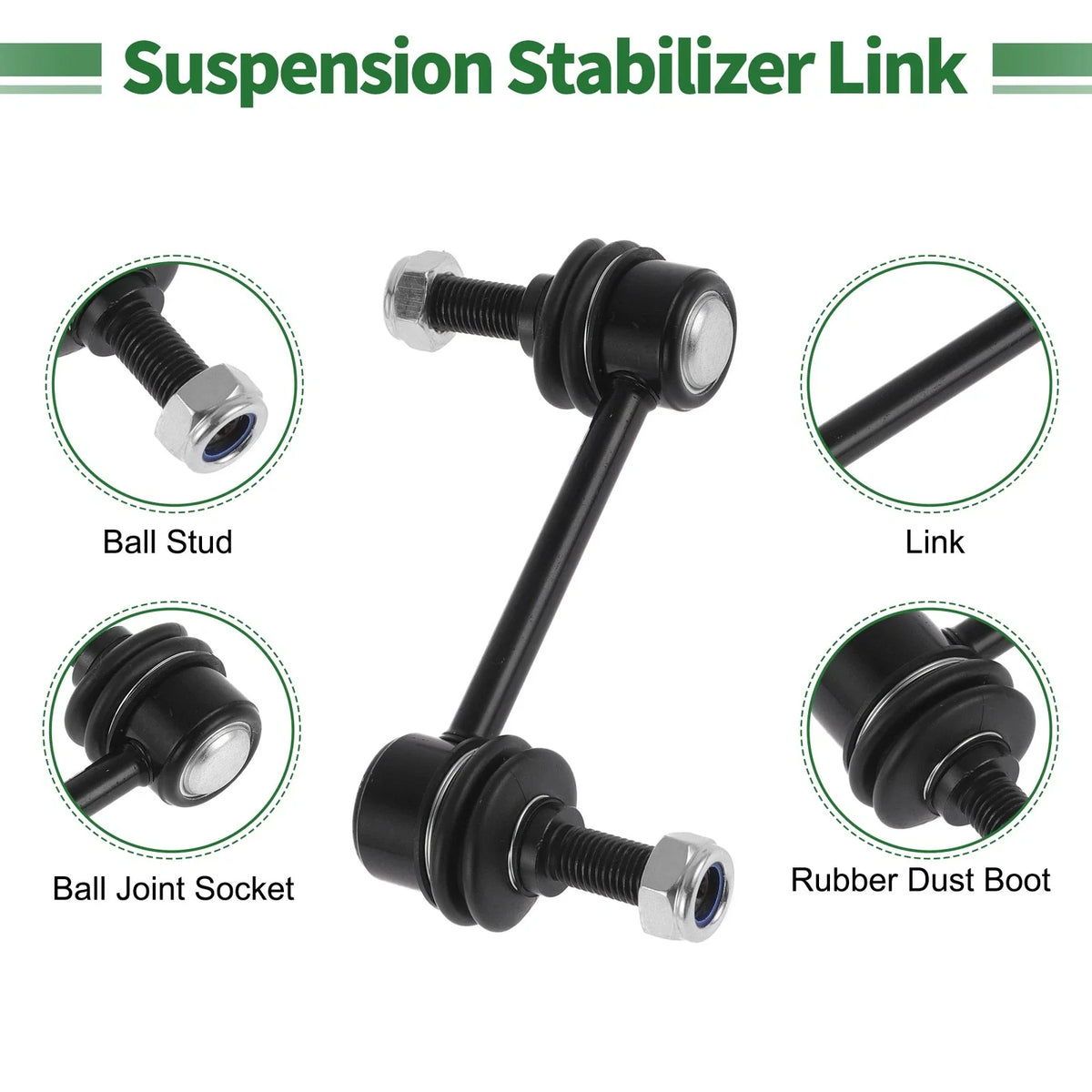 6 Pcs Front Suspension Kit Tie Rod Ends Sway Bar Link for Ford Edge (2007–2014)