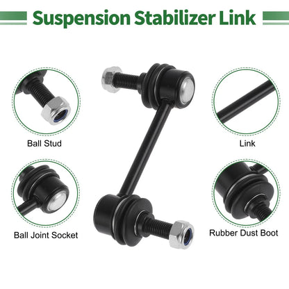 6 Pcs Front Suspension Kit Tie Rod Ends Sway Bar Link for Ford Edge (2007–2014)