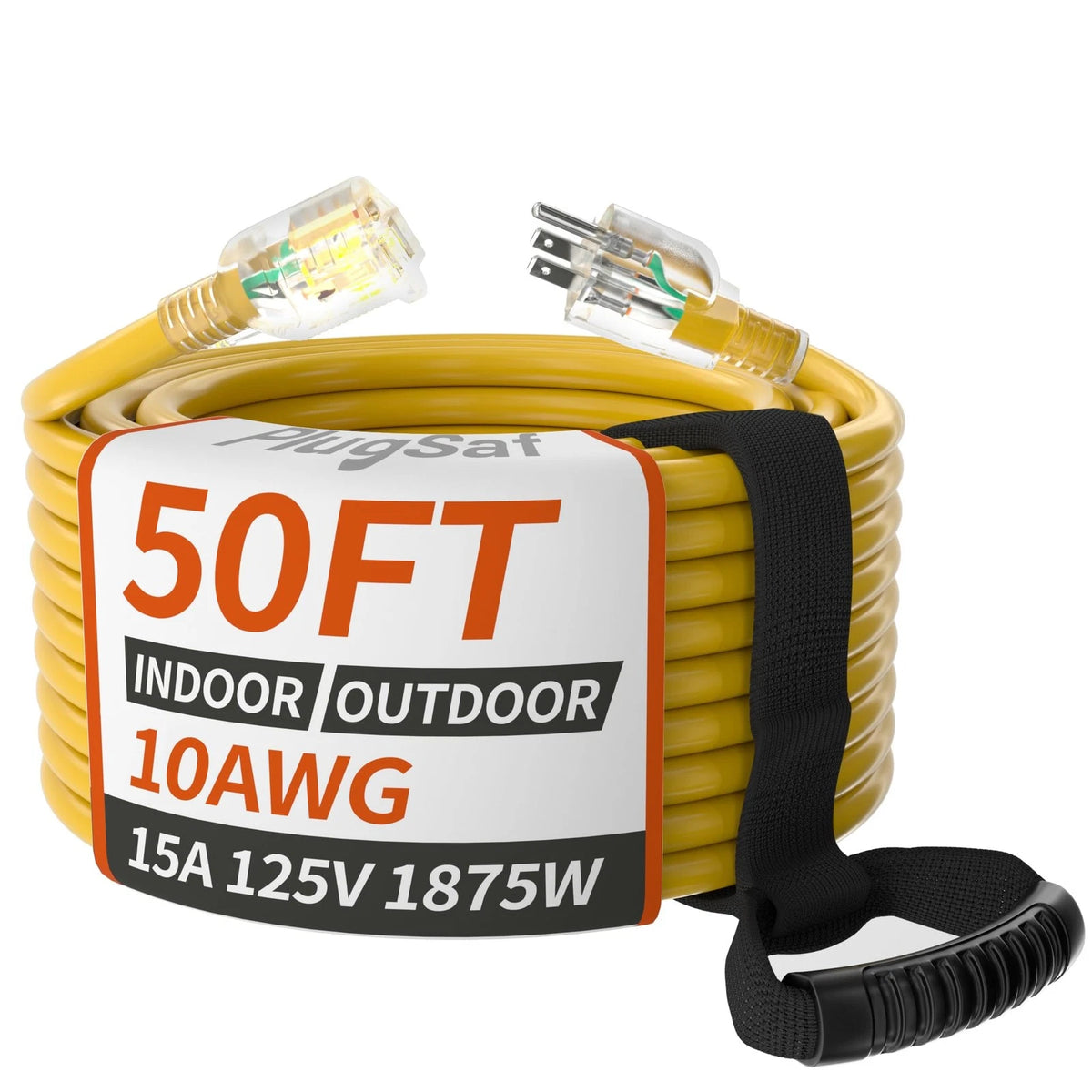 50ft 10 Gauge Outdoor Extension Cord Waterproof with Lighted Indicator