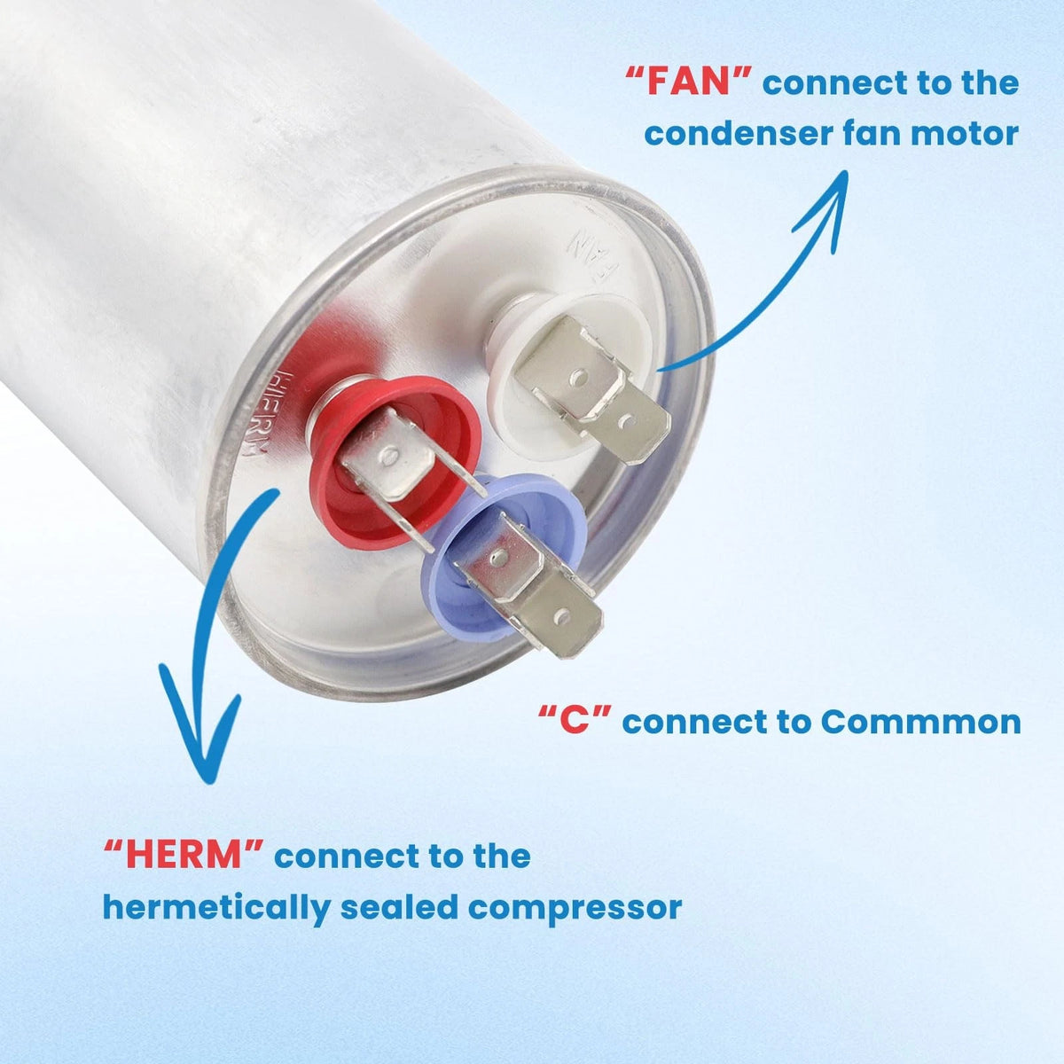 Dual Run Start Capacitor 45/5 uF 370V or 440V for AC Units
