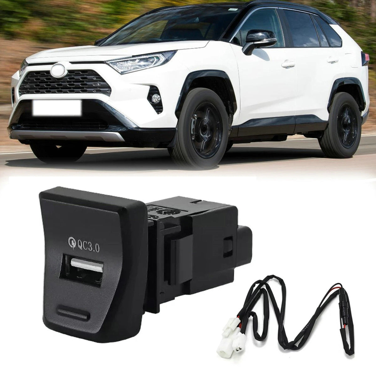 USB Adapter QC 3.0 Charger Hub LED for Toyota RAV4 (2020–2022)