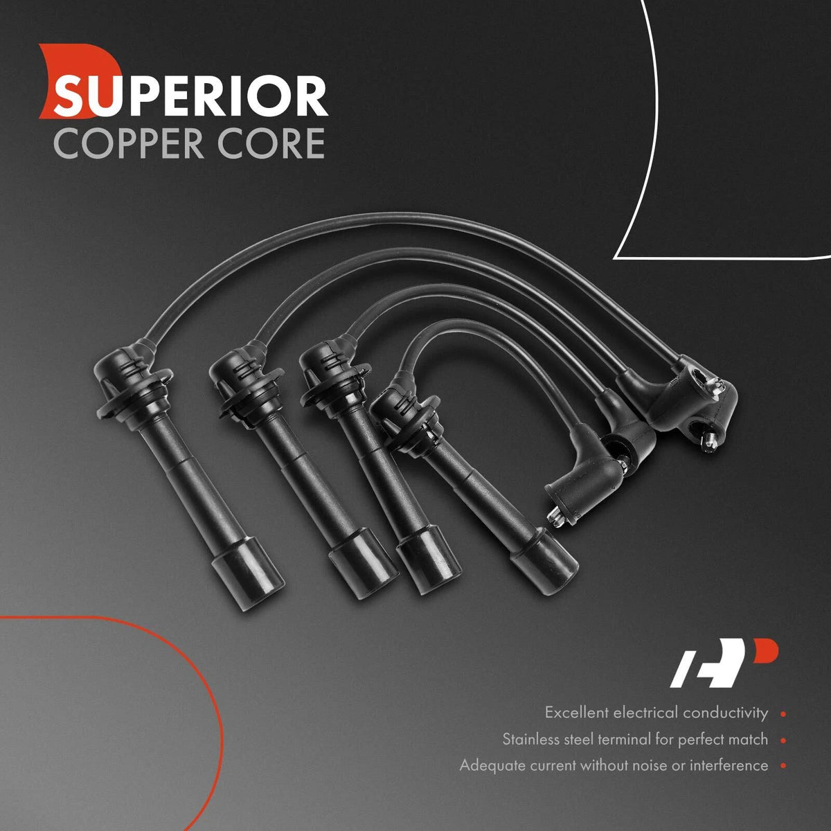 Set of 4 Spark Plug Wires for Mazda Miata (1990–1997, 1999–2000) B61P-18-140A/B/C, 55108