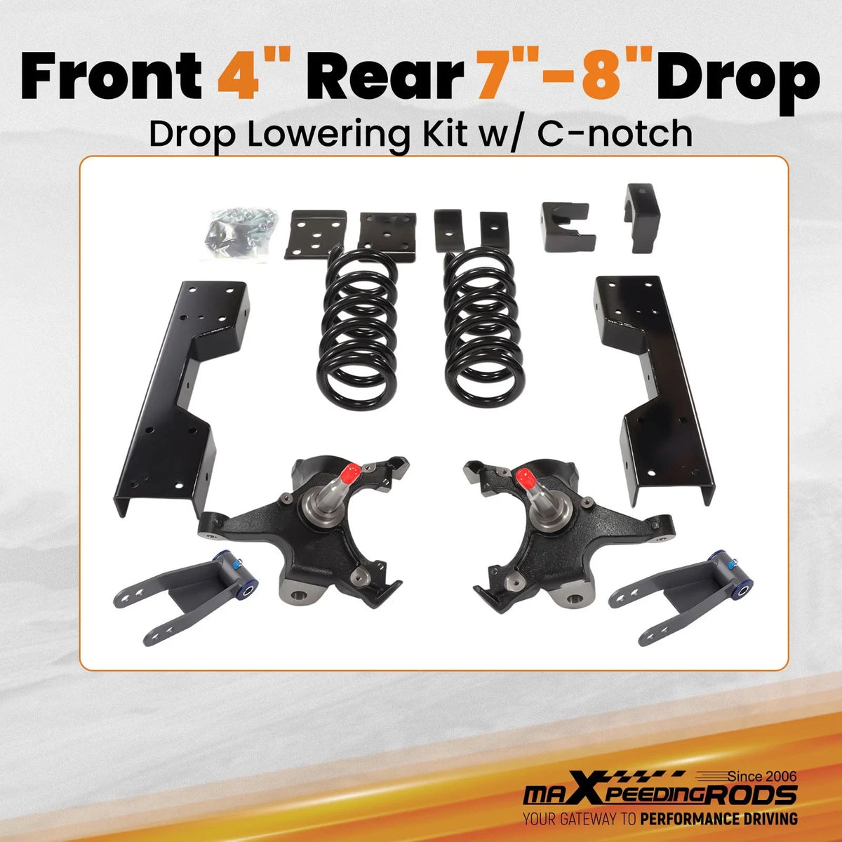Lowering Kit for Chevrolet GMC C1500 (1988–1998) - Front 4", Rear 7-8"