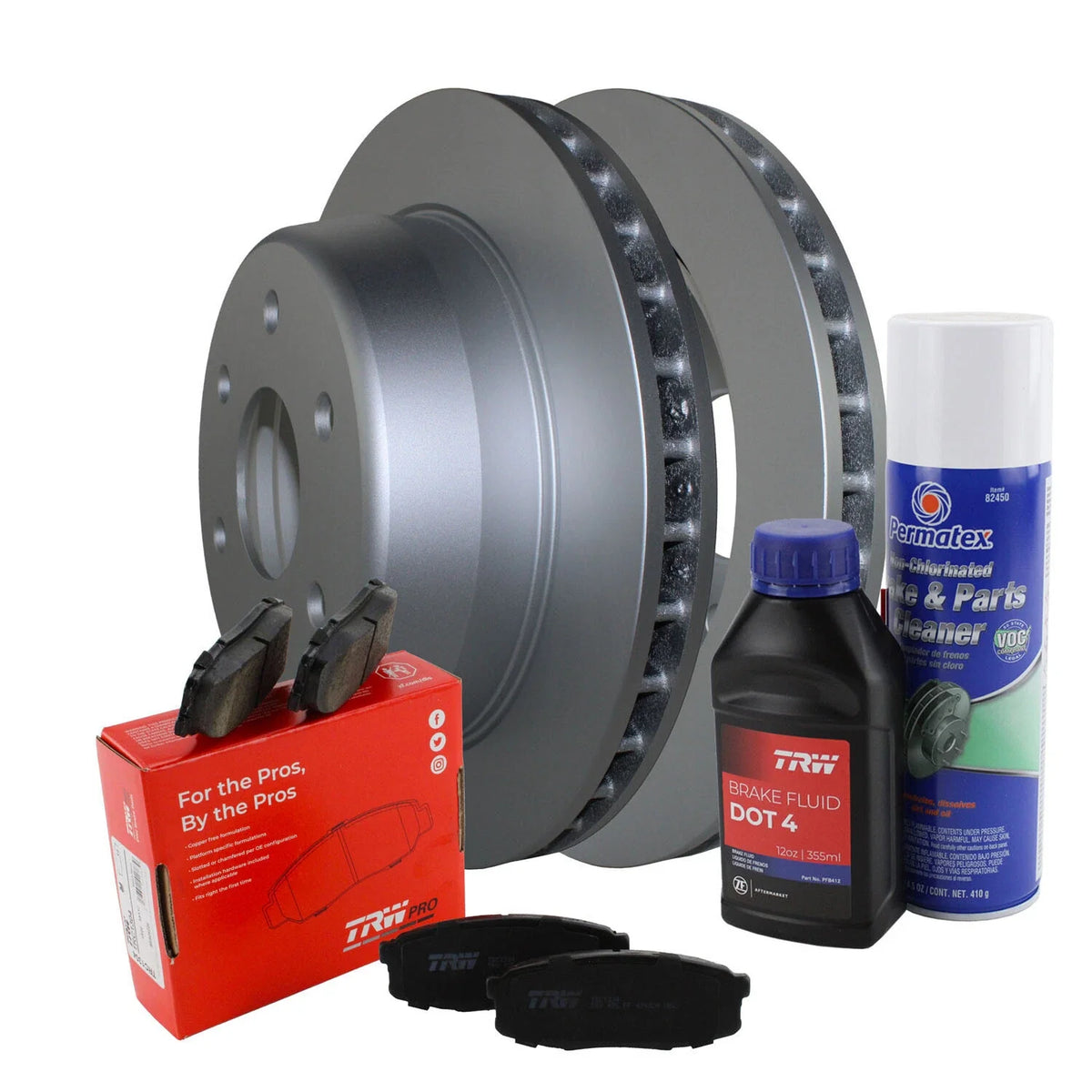 Rear Brake Kit 330mm Disc Rotors & TRW Pro Ceramic Pads for Cadillac Chevy GMC
