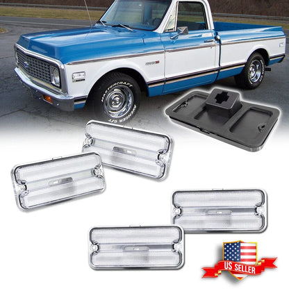 Set of 4 Clear Lens Side Marker Lights for Chevy GMC Truck (1968–1972)
