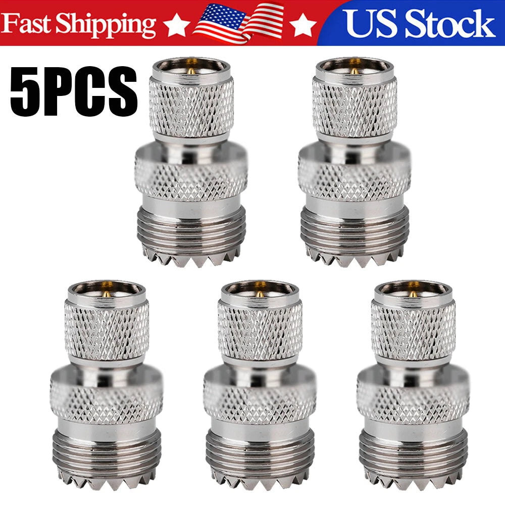 5 PC Mini UHF Male to UHF SO-239 Female RF Connector Adapter