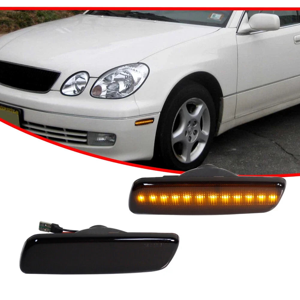 Smoked Lens Amber Front Side Marker Lights for Toyota Lexus Scion