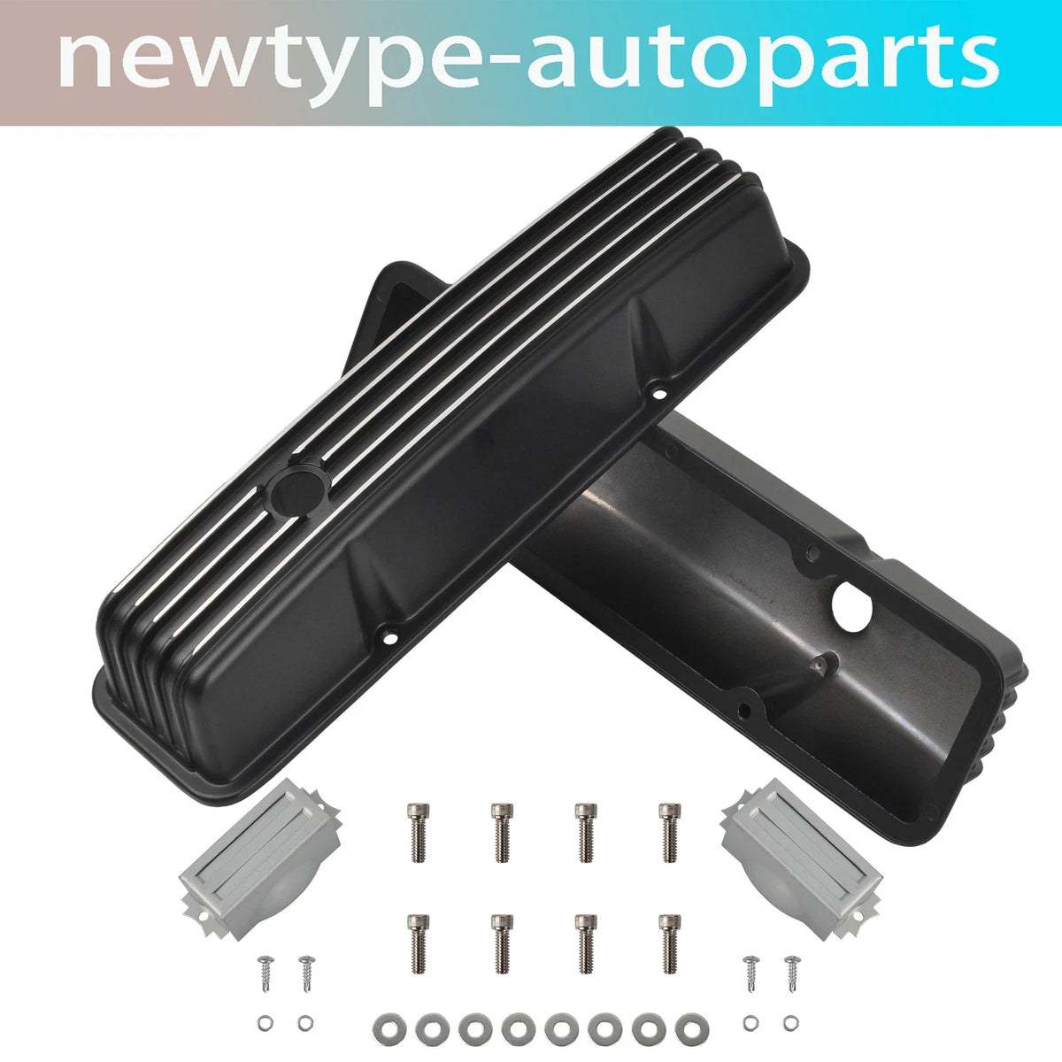 Black Finned Aluminum Tall Valve Covers for Chevy Small Block 327 350 400 (1958–1986)