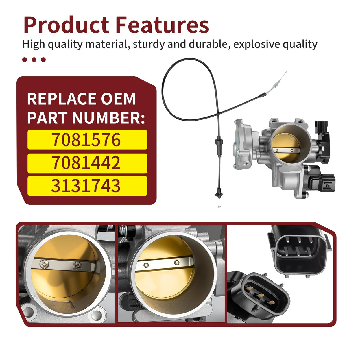 Throttle Body + Cable for Polaris Sportsman 550 X2 (2012–2014) 7081576 3131743