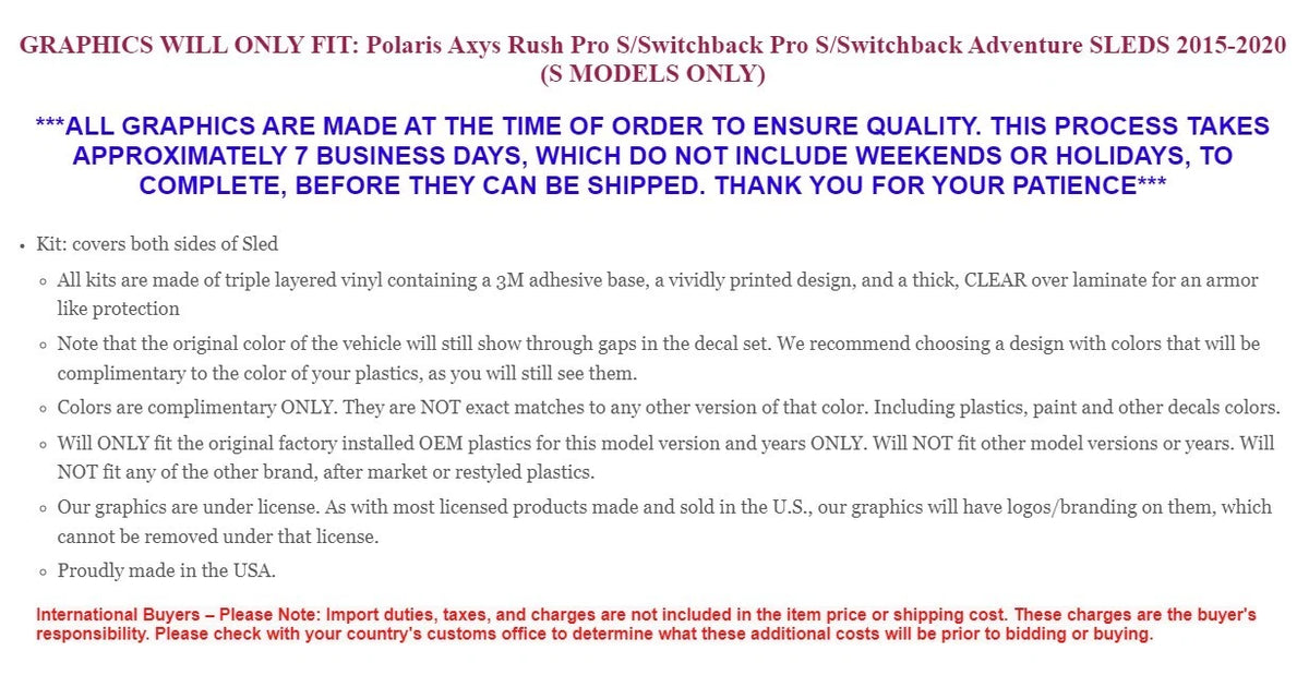 Sled Graphics for Polaris Axys/RushProS/Switchback ProS/Adventurer (2015–2020)