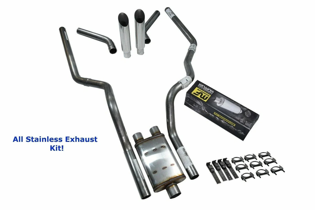 Dual Exhaust Kit for Ford F150 (2015–2020) - Stainless Steel, Corner Slash Tip
