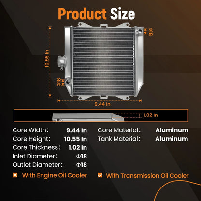 Aluminum Cooling Radiator for Honda TRX500 TRX520 (2014–2024) 19010-HR3-A21