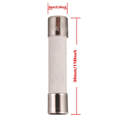 Set of 6 Slow-Blow Ceramic Fuses 30A 250V 6x30mm
