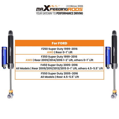 Dual Damper Remote Reservoir Rear Shocks for F-250/F-350/F-450/F-550 (2005–2016)