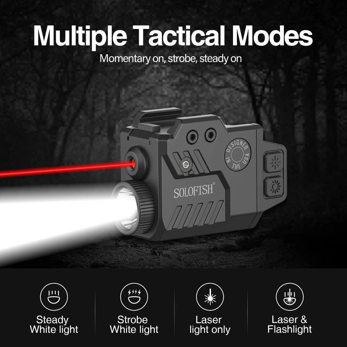 800 Lumens Adjustable Pistol Light Laser Red Combo for