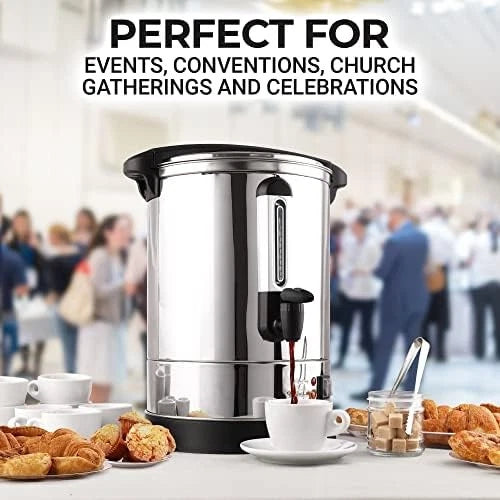 50 Cup Coffee Urn Heavy Duty Stainless Steel Beverage Dispenser